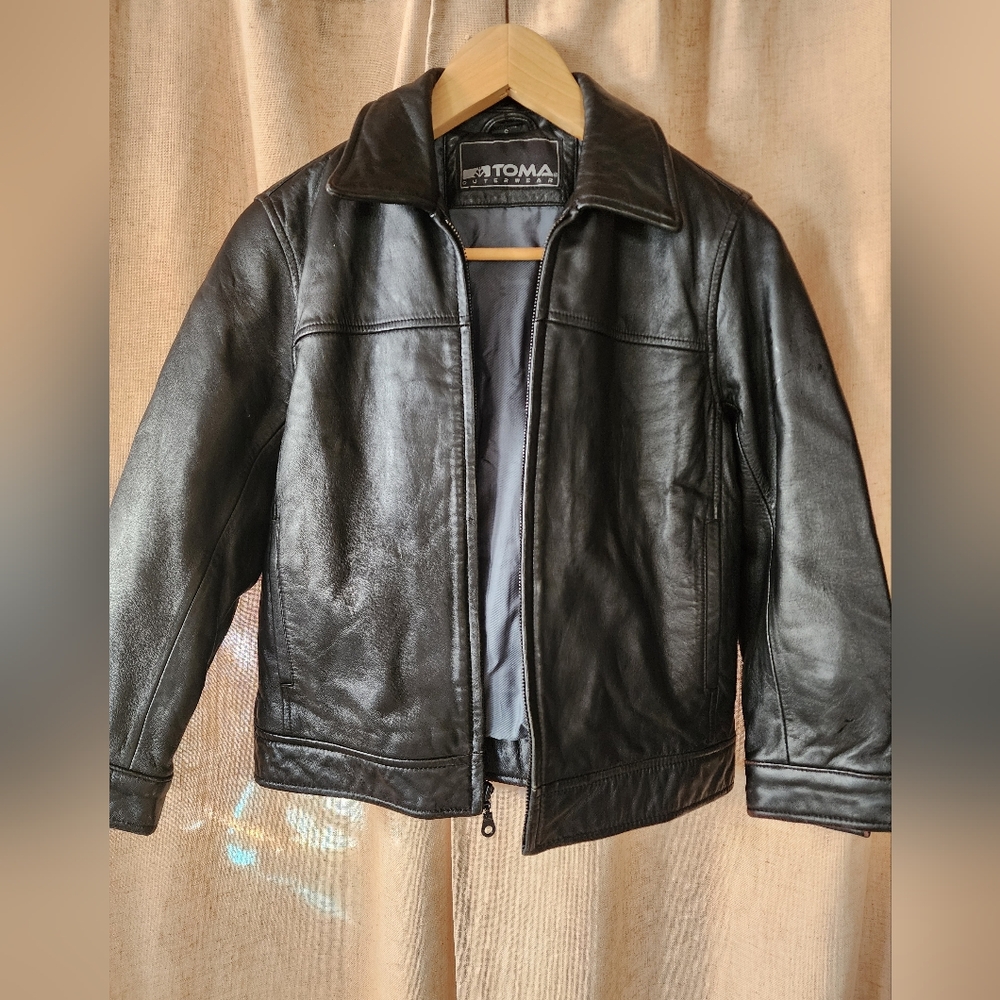 Kids Black Leather Toma Jacket